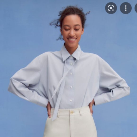 NEW Uniqlo U Oversized Bow-Tie Shirt - Picture 1 of 3